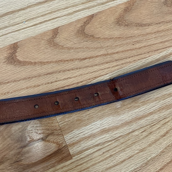 Men’s Ralph Lauren Leather Belt Brown Brass Buckle distressed classic vintage - Picture 9 of 13